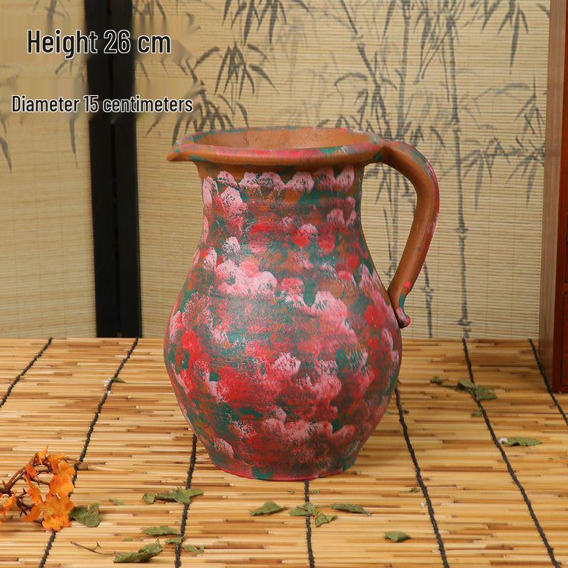 Hand-Painted Terracotta Flower Pots - Breathable Red Clay, Unglazed, Large Diameter, Creative Folk-Inspired Vases for Green Plants.