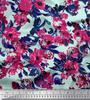 Soimoi Blue Poly Crepe Fabric Artistic Leaf & Floral Fabric Prints By Metre 42 Inch