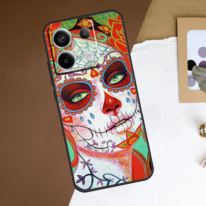 Catrina Beautiful Rose Girl Skull Case For Redmi Note 11 12 13 Pro Plus 9 10 10S 11S 12S Redmi 12 9C 10C 12C 13C Back Cover