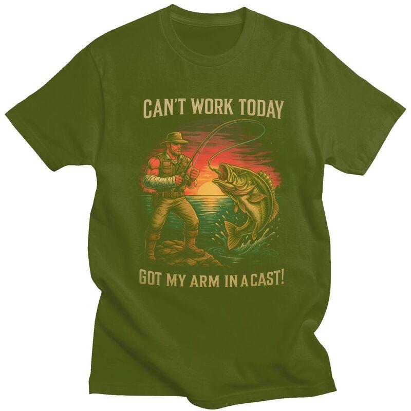 Cant Work Today Arm In A Cast Fishing T Shirt for Men Tshirt Fashion Streetwaer Short Sleeve Tee Shirt Slim Fit Clothing Gift