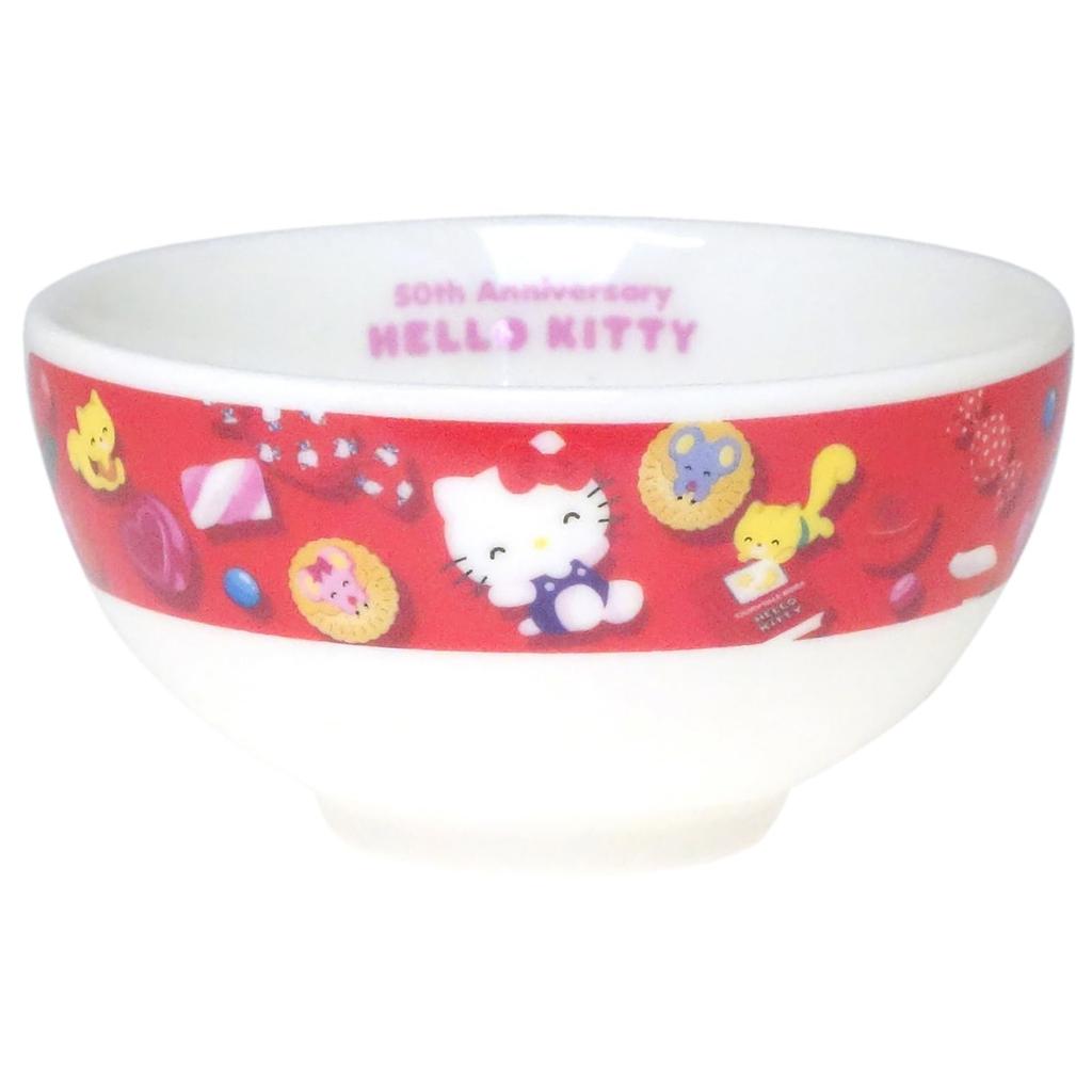 Sanrio 50th Anniversary Kitty Rice Microwave and Dishwasher Made In Product Number 310130 "Hello Kitty" Bowl, 10.5cm, Safe, Japan,