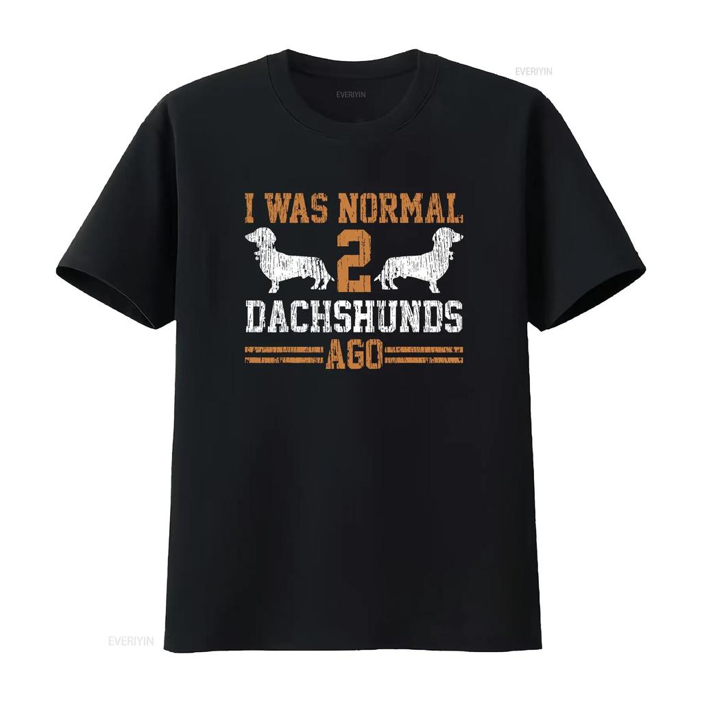 Dachshund Wiener I Was Normal 2 Two Dog Vintage T Shirt Sweat 14155 Vintage Slightly Graphic Streetwear Casual Homme