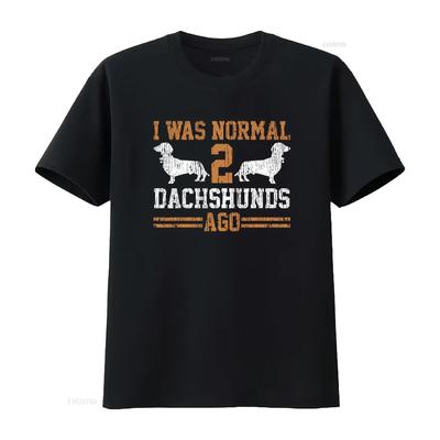Dachshund Wiener I Was Normal 2 Two Dog Vintage T Shirt Sweat 14155 Vintage Slightly Graphic Streetwear Casual Homme