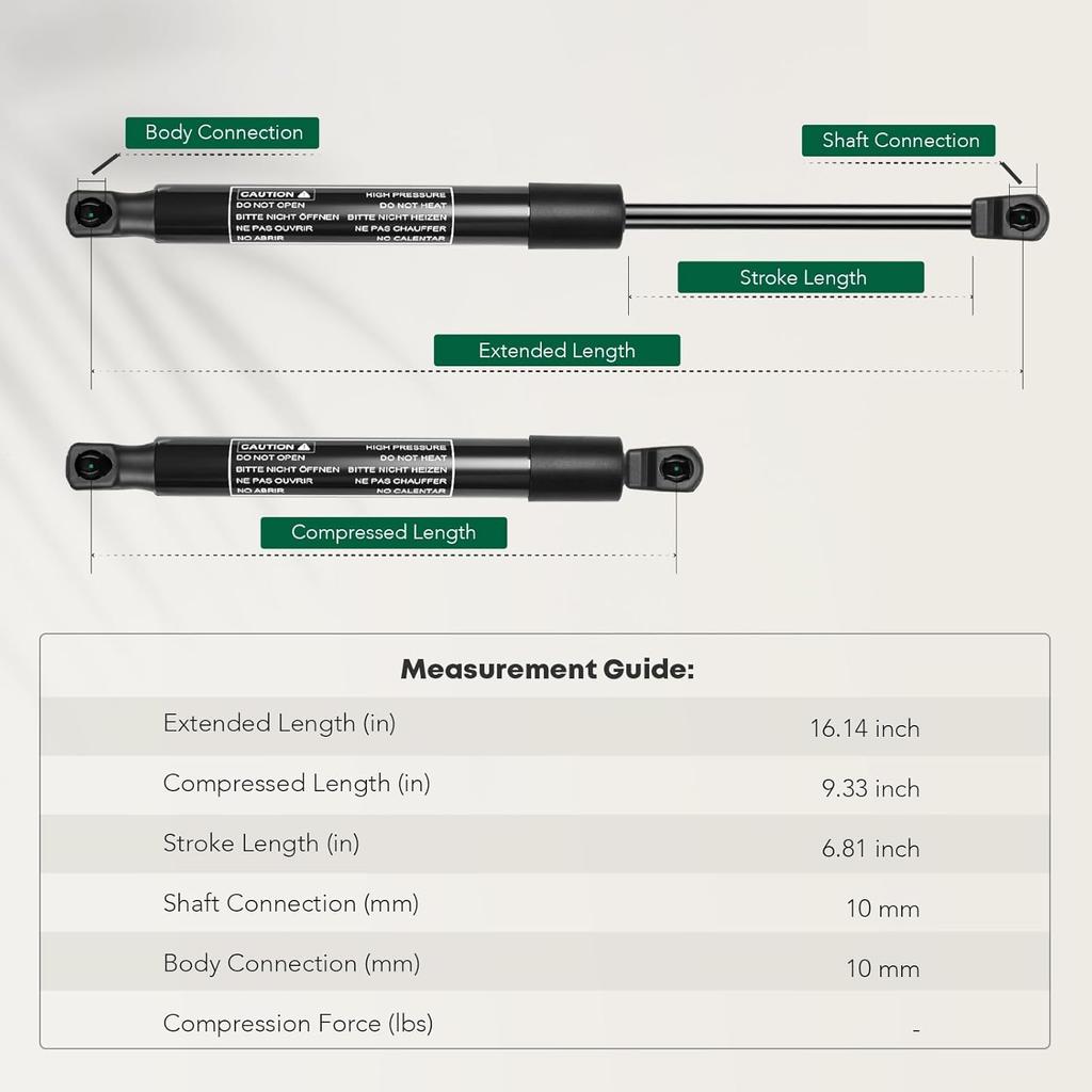 Set of 2 Hood Bonnet Lift Supports Replacement for Acura TL 2009-2014 Sedan Shock Struts Gas Springs