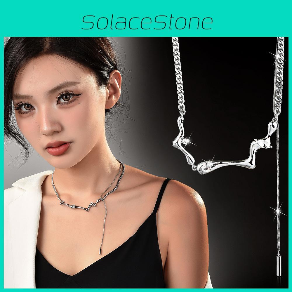 Chic Bone Style Long Pendant Necklace With Rhombus Design Ideal For Autumn And Winter Outfits