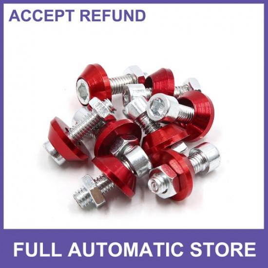 8pcs M6x10 18mm Motorcycle License Plate Frame Screw Bolt Cap Fastener Red
