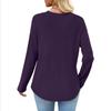 Women's European & American Style Long Sleeve Waffle Knit Top - Loose Fit Casual Pocket T-shirt