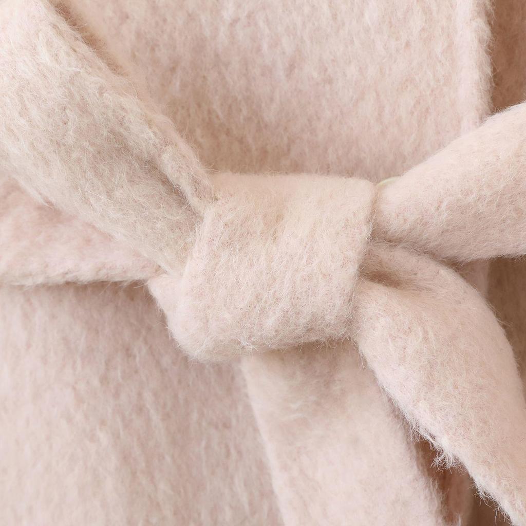 2026 Spring Alpaca Double-Faced Wool Plus Size Women's Long Belted Coat