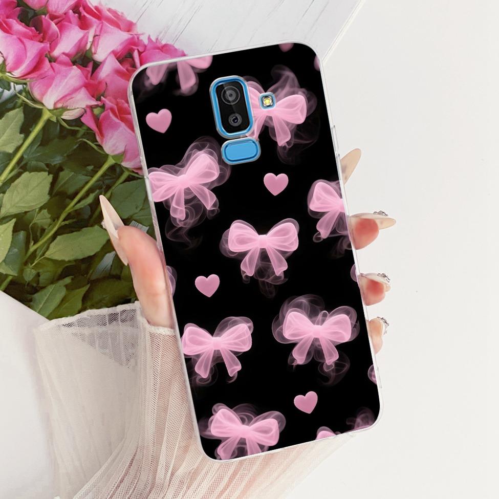 Clear Cover For Samsung J8 2018 Case SM-J810G Cute Cat Fashion Butterfly Funny 2D Painted Casing For Samsung Galaxy J8 2018