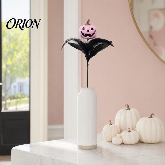 Halloween Wall Decorations Decoration, Skull Pumpkin Vase Insert, Gothic Ghost Feather Flower Theme Decor Arrangement, Spooky Dark Centerpiece