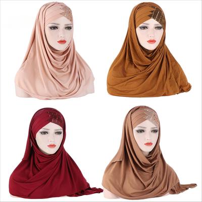 Damen Weiche Seide mit Pailletten Hijab Kopftuch Kopftuch Turban Hut Kopfbedeckung