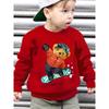 European Size Boys' Autumn Winter Fashion Fleece Round Neck Fuzz Sweatshirt JUMP HIGH! Skateboarding Little Bear Cartoon Pattern Print