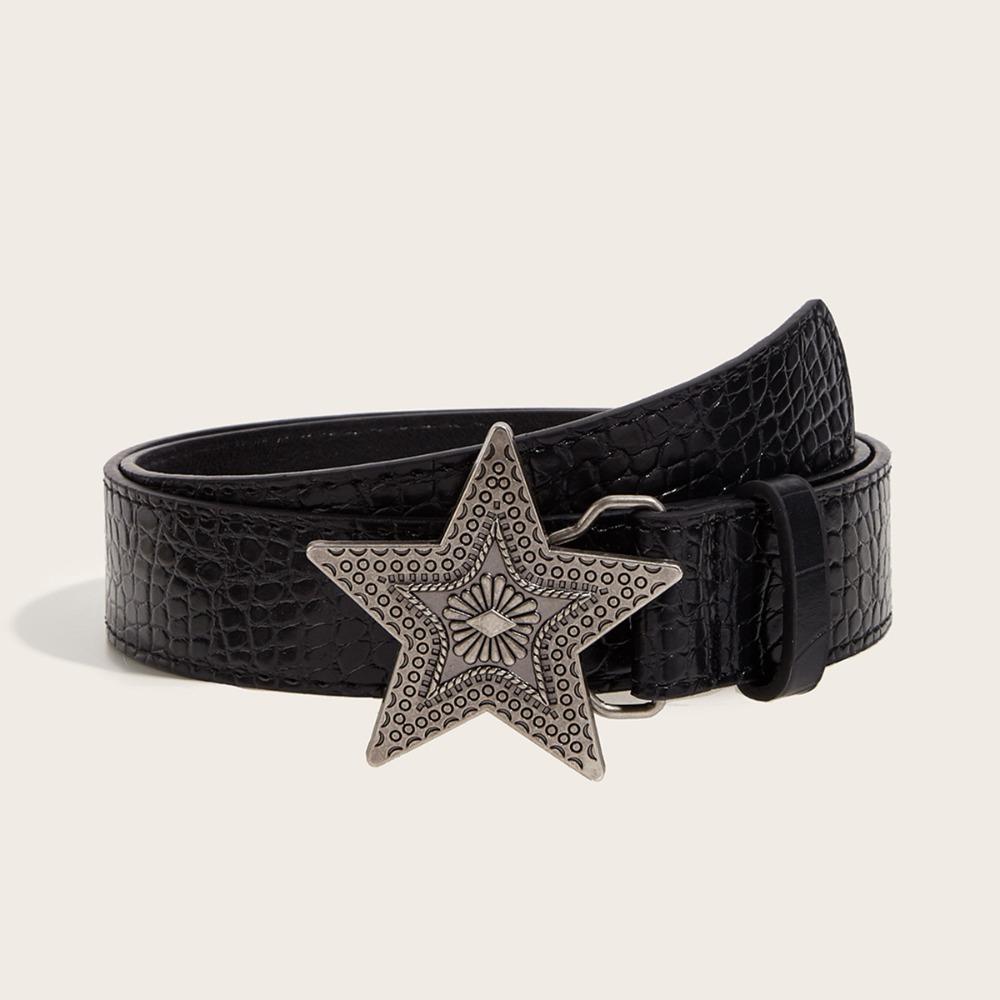 Subculture Star Belt Gothic Men Belt Vintage Star Buckle Waistband Female