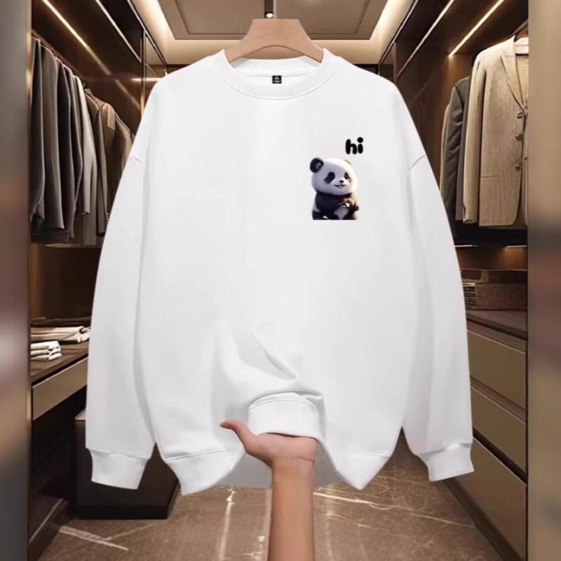 Unisex Oversized Cotton Hoodie With Cute Panda Print Round Neck Long Sleeve Winter Casual Sweatshirt Teens Adults