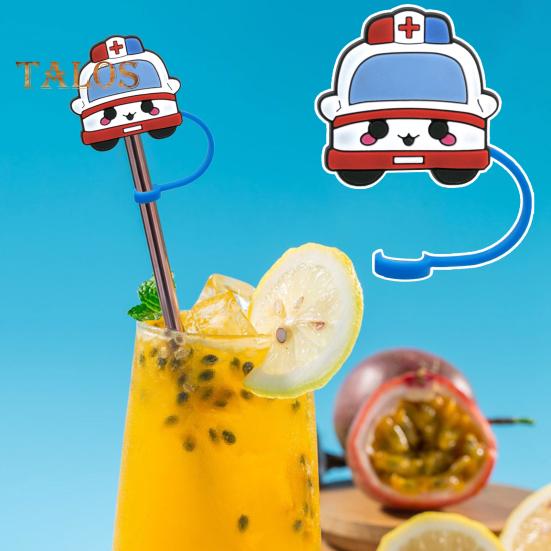 

10 шт., силиконовые чехлы для соломинок, пылезащитные наконечники, крышки, милый мультяшный дизайн, подходит для пластиковых стеклянных соломинок из нержавеющей стали толщиной 8-10 мм