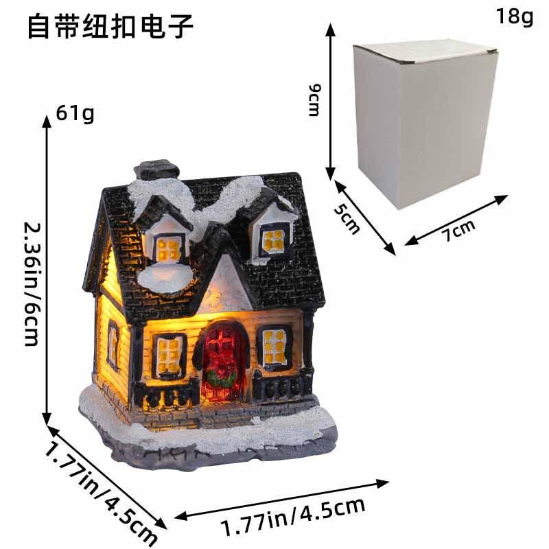 Jingchen new Christmas decorations resin hut colorful luminous house tabletop ornament