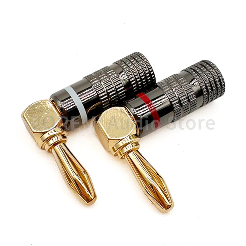 Banana Connector 4mm Speaker Wire Banana Plugs with Screw Lock Gold Plated Banana Jack Amplifier Connector Audio Cable Adapter