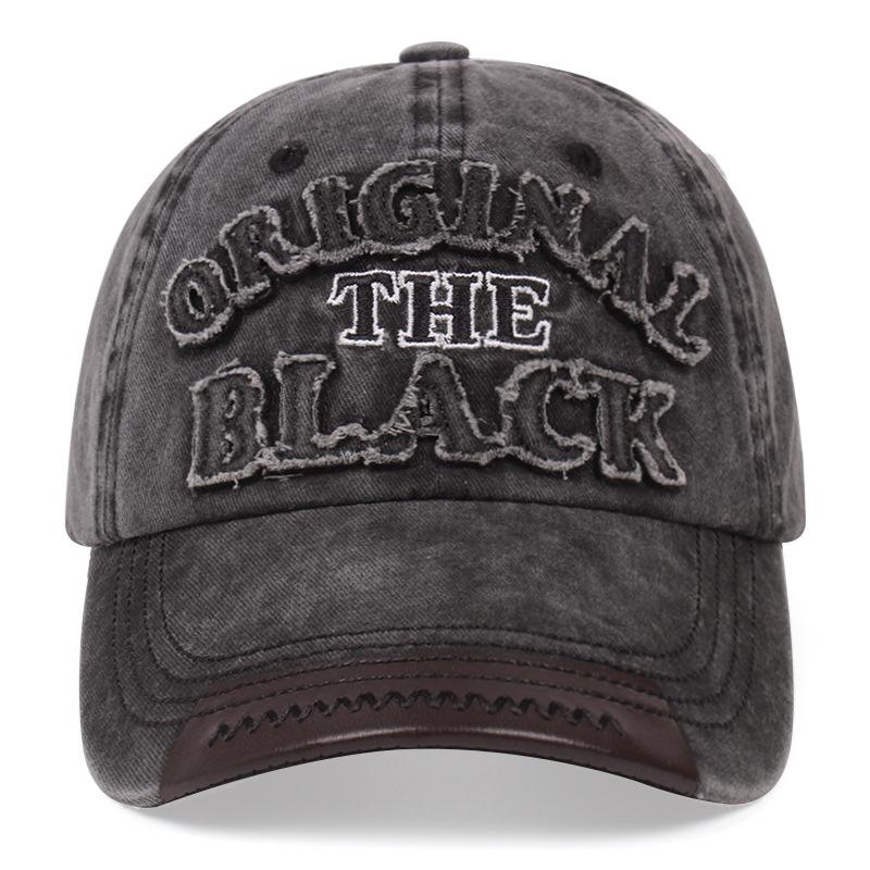 Outdoor soft-top Japanese and Korean trendy casual baseball cap, fashionable old embroidered letter cap чёрный