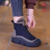 Botas de neve femininas novas de inverno plataforma muffin botas Martin curtas de veludo térmicas sapatos de algodão botas curtas casuais
