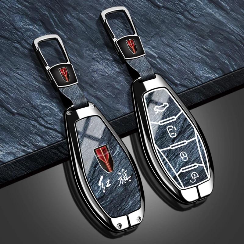 New Fashion Car Key Case Cover For Hongqi HS5 H5 H9 HS7 H7 L5 HS3 L9 Top Quality Zinc Alloy Stone Pattern Protector  Accessories