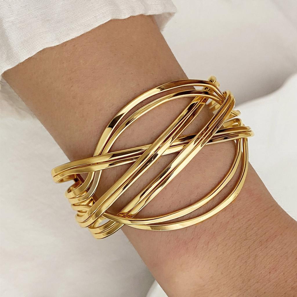 Wind Personality Exaggerated Large Area Smooth Surface Bracelet Bohemian Style Multi-layer Alloy Bracelet Women's Bracelet