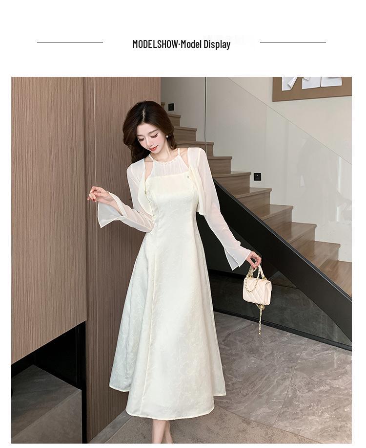 Spring Fairy-Style Sweet Slim Fit Cardigan & Dress Set