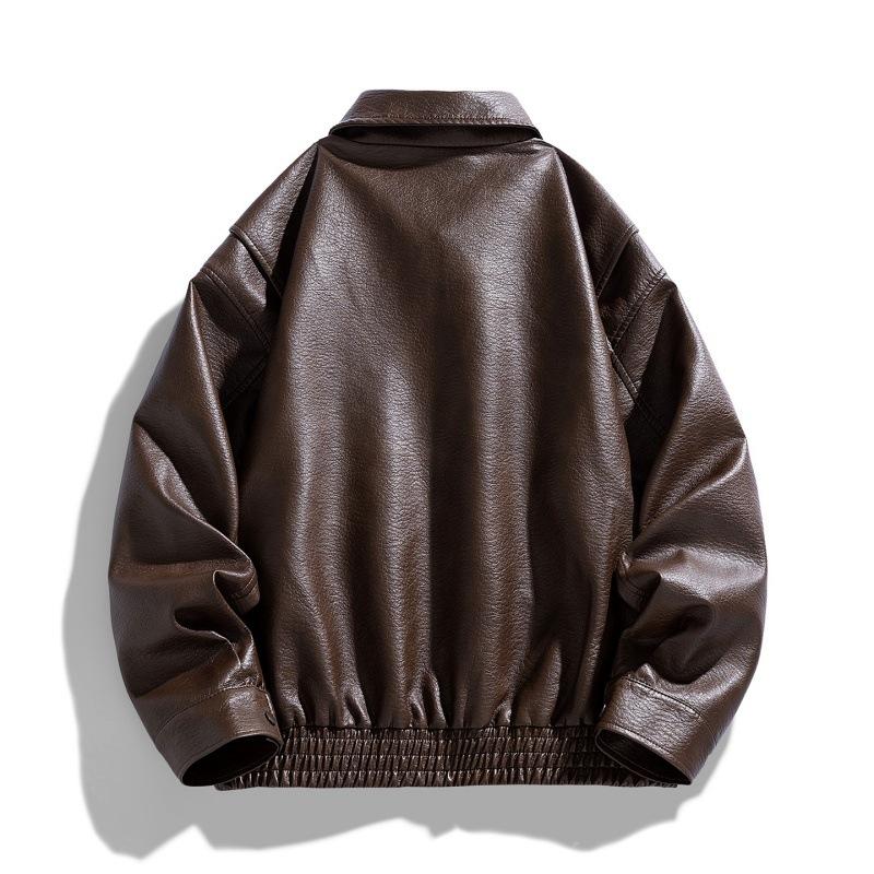 Spring new men's leather jacket slim lapel windproof casual fashion leather jacket men