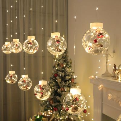 Weihnachts-LED-Lichtervorhang, Wunschkugeln, alter Schneemann, Weihnachtsbaumanhänger, Fensterdekorationslichter, Weihnachtsdekoration, Kupferdrahtlichter
