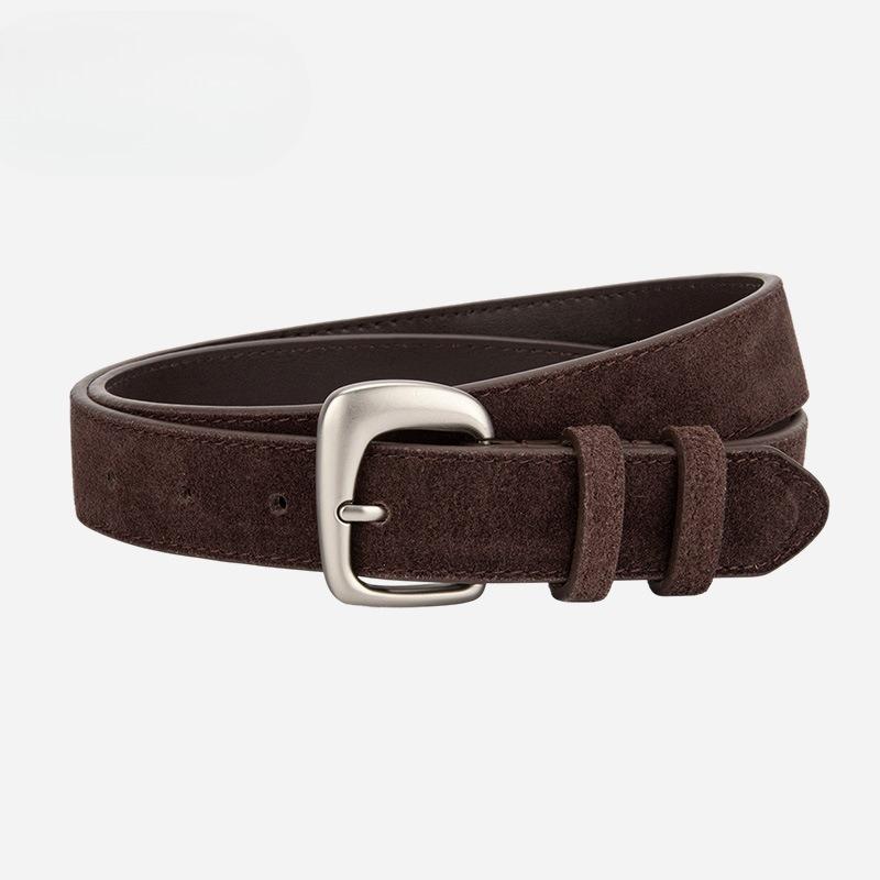 

Design Niche Frosted Sued Belt for Women Silver Irregular Pin Buckle Decorative Jeans Waist Belt for Women 105cm
