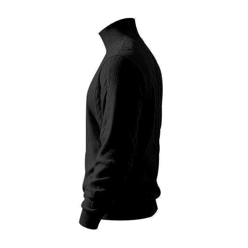 Men's Heavyweight American Style Cable Knit High Neck Winter Hoodie