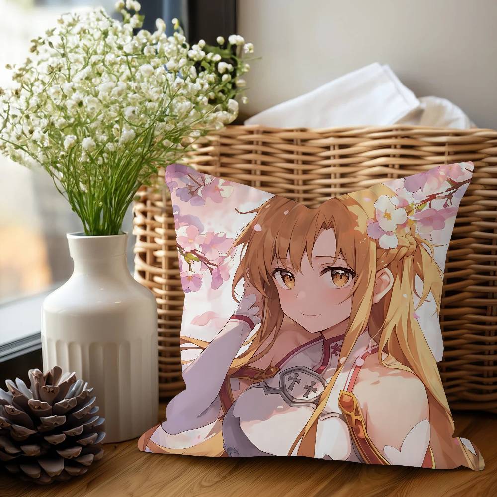 A-Asuna Cartoon 45*45cm Cushion Cover Pillow Cover Decor Pillowcase Home Pillowcase For Couch Pillow