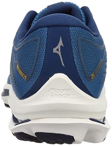 Mizuno Wave Rider 25 Running Shoes, Lightweight, Men's, Blue/White/Navy, Size 25.5 cm, 2E, for Jogging, Marathons, Sports, and Training