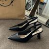 Retro bag head sandals spring and summer new temperament pointed head single shoes women's professional work single shoes