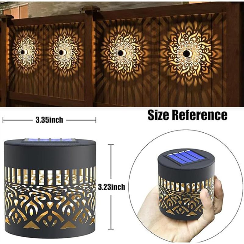 Solar Lights Outdoor Garden Fence Projector Lamp Patio Ambient Decor Decorative Solar Mandala Lights for Garden Patio Backyard