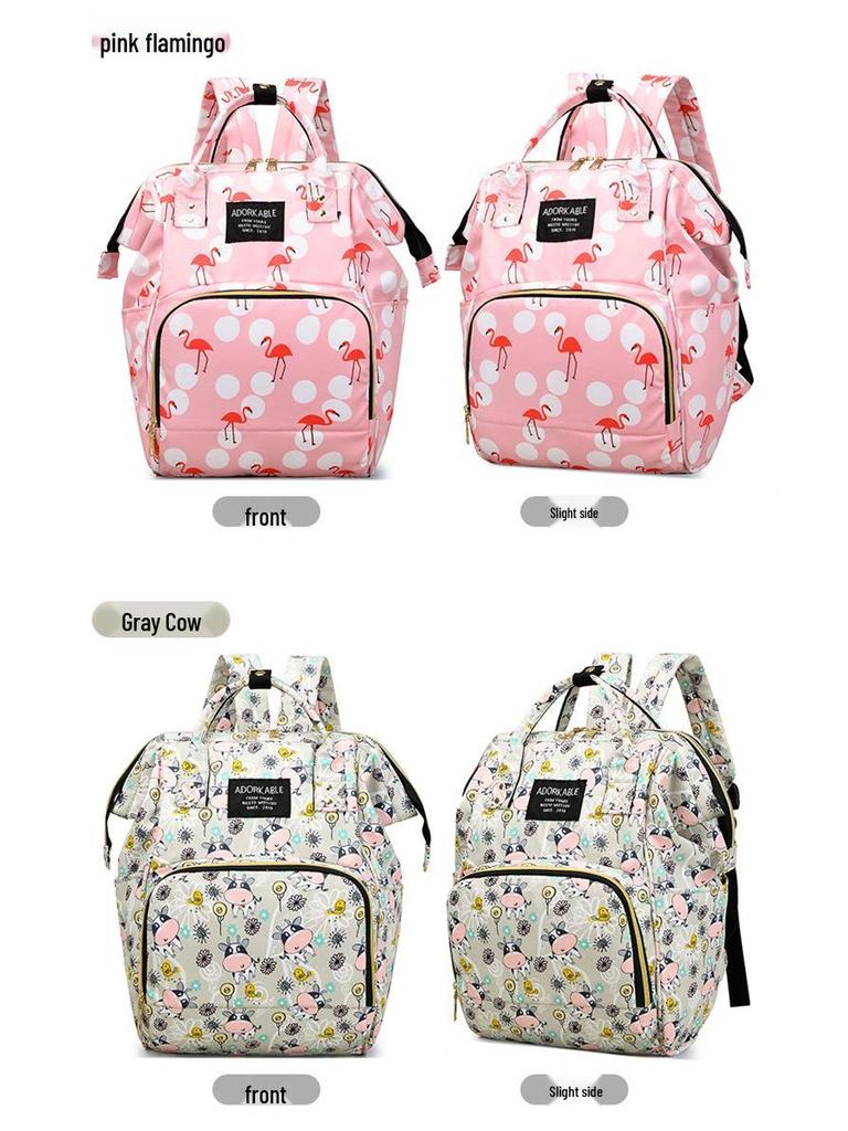 2025 Stylowy Nadruk Duża Pojemność Podwójny Plecak i Torba na Ramię dla Mam