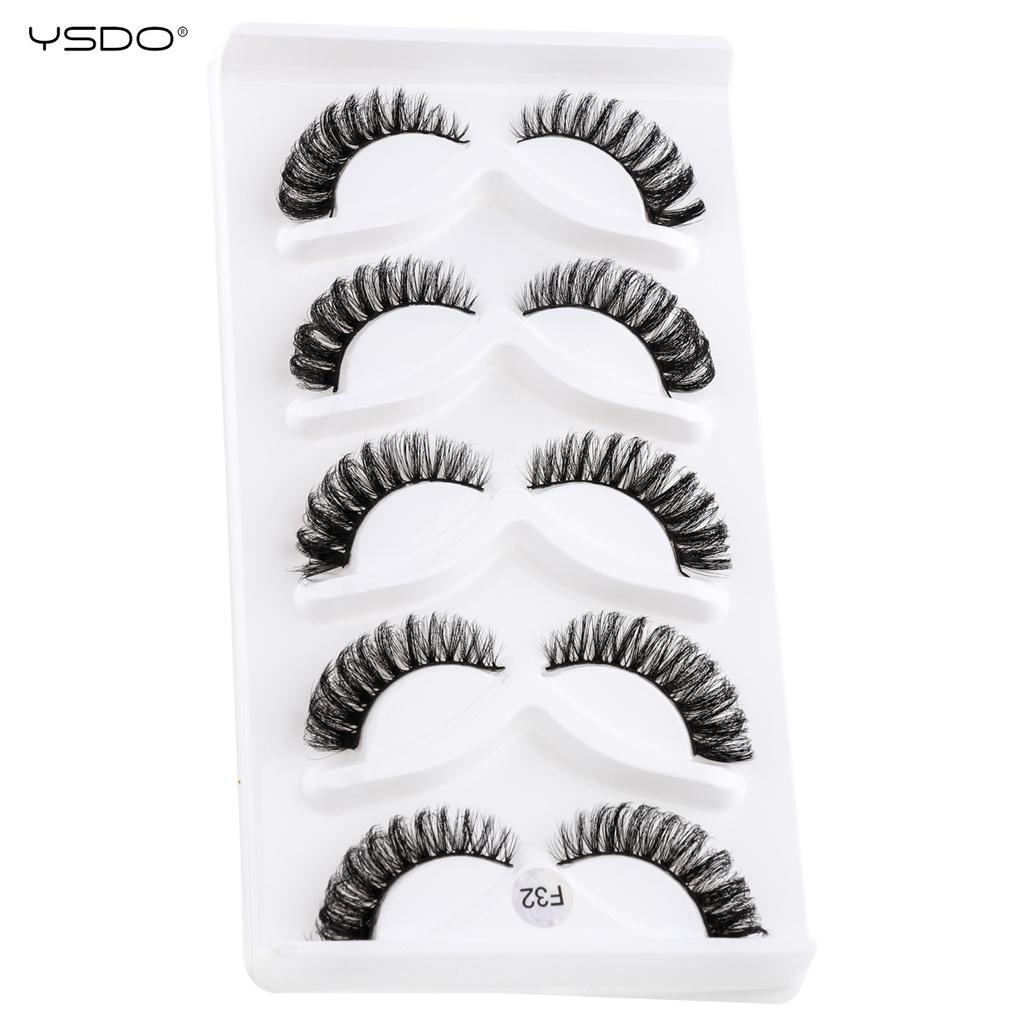 Fox Eye Lashes 3/5 Pairs Thick Winged Wispy 3D False Eyelashes Makeup Faux Fluffy Mink Lashes Fake Natural Eyelashes Extension