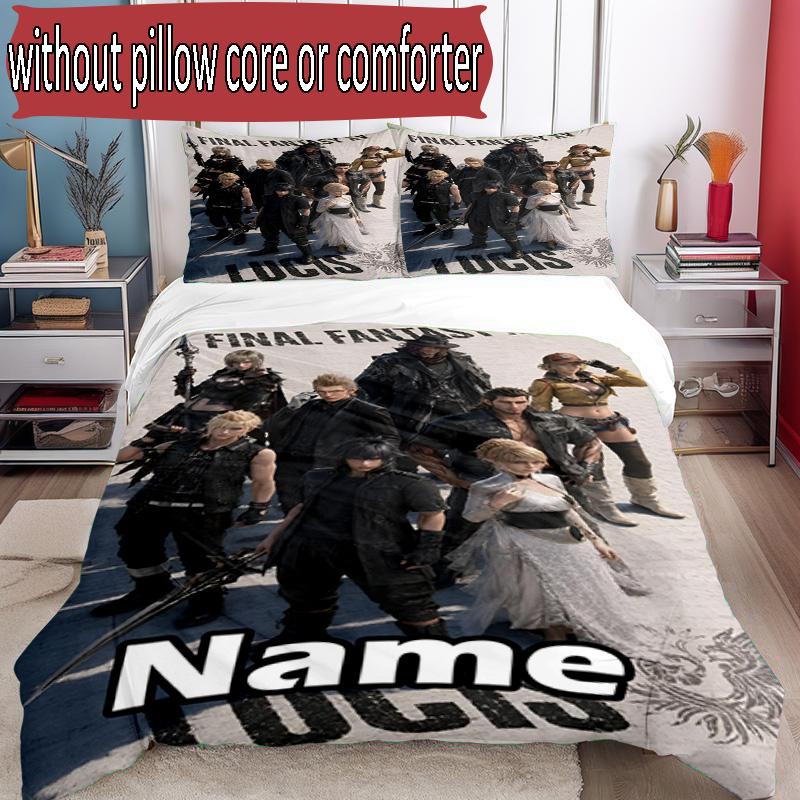 3pcs Duvet Cover Set (1*Duvet Cover + 2*Pillowcase, Without Core), Custom Name Final Fantasy Pattern Bedding Set, Home Bedroom Decor Gift