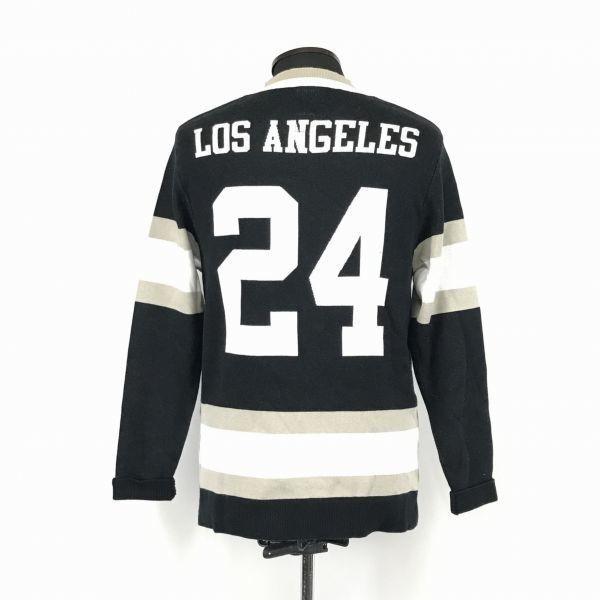 Made in Japan Applebum Cotton Knit Sweater V Neck Long Sleeve Men L Black Los Angeles 24(USED)