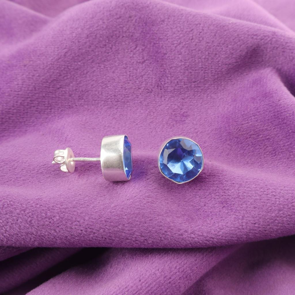 Sisters Day Sale Round Tanzanite Gemstone 925 Silver New Stud Earrings Jewelry EE-150-12