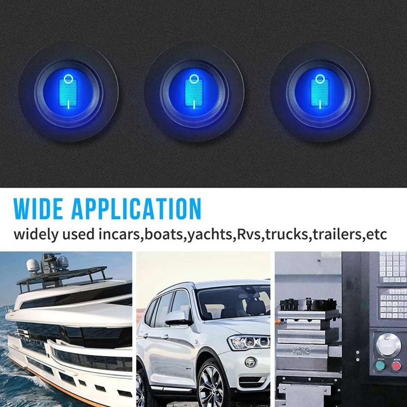 ON/OFF 12V Round Rocker Dot Switch Waterproof LED Light Toggle Switches