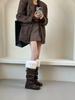 Tall Snow Boots Long Hair Autumn and Winter Warm Babes Pile Boots Retro Velvet Martin Boots Children 2025 Boots