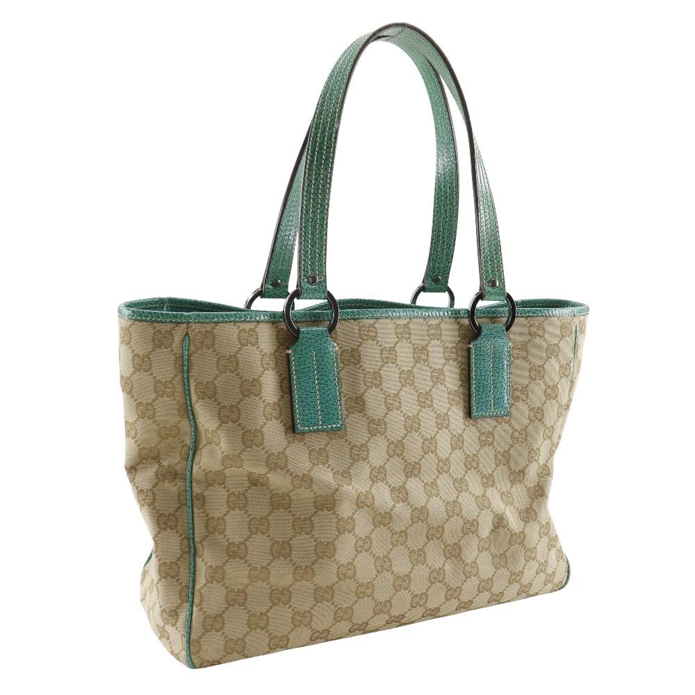GUCCI Tote Bag 113017 Beige / green GG canvas Women Used