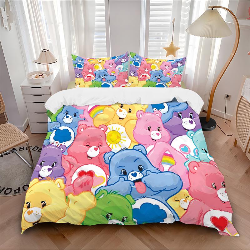 Colorful Care Bears Collage Print 3Pcs Bedding Setduvet Cover With 2 Bedropillowcase Home Birthday Gift