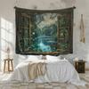 1 Stück magisches Glühwürmchen-Wandteppich, Fenster Fluss Wald 2D-Druck Dekor, Polyester-Material, Ganzjährig für Schlafzimmer & Wohnzimmer Wand