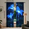 2Pcs Lily Of The Valley Flower Curtain Blue Floral Curtain Nature Botanical Curtain Suitable For Living Room Bedroom Kitchen And