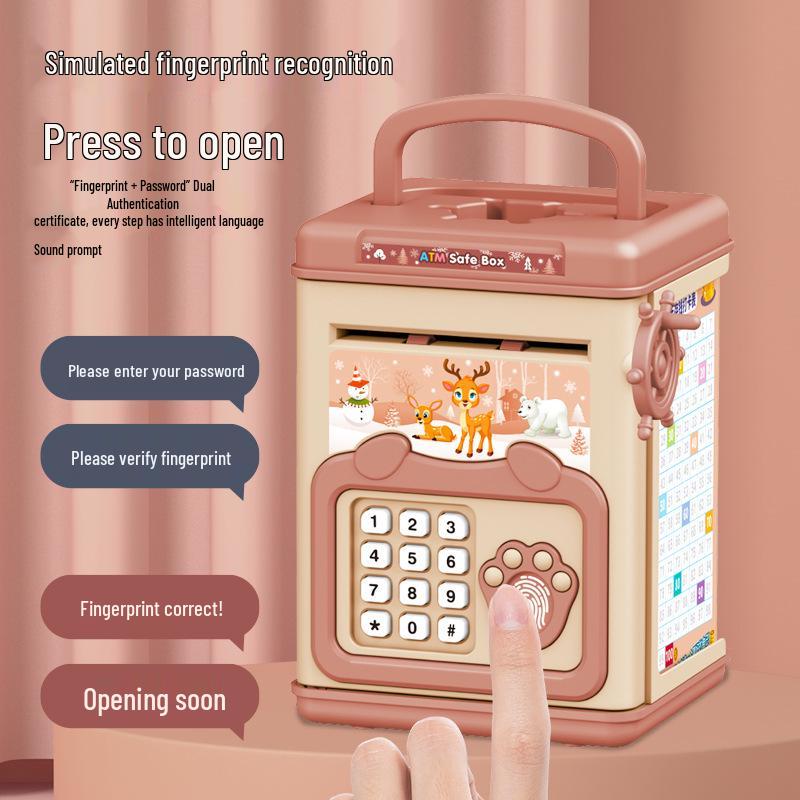 Large Cartoon Piggy Bank with Lock: Automatic Deposit/Withdrawal Savings Jar for Kids, Password-Protected Gift