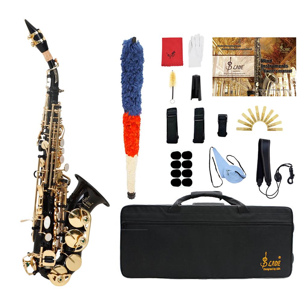 SLADE Bb Soprano Saxophone Brass Body B Flat Sax Engraved Floral Saxofon with Case Reeds Woodwind Instrument Parts & Accessories