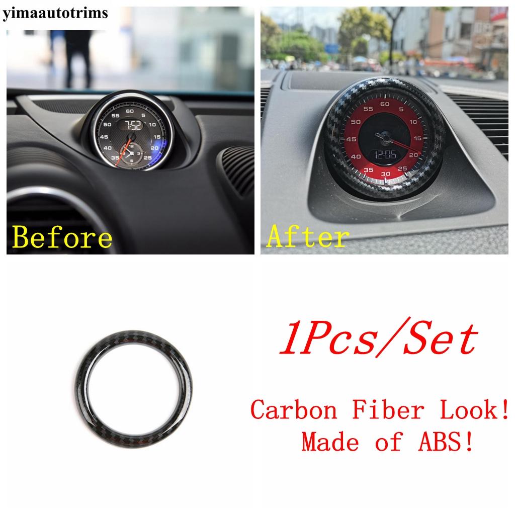 

Dashboard trument Panel Clock Stopwatch Ring Circle Cover For Porsche 718 Cayman Boxster 2017 - Carbon Fiber Accessories Model A
