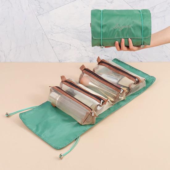 4-in-1 Makeup Bag for Women Detachable Mesh Cosmetic Storage Bag Folding Large-Capacity Portable Toiletry Organizer for Travel Business Trip