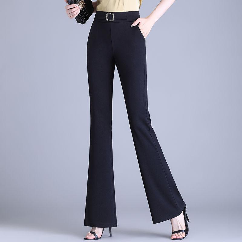 Office Lady Fashion Slim Flare Suit Pants Spring Autumn Korean Elastic High Waist Solid Women Clothing All-match Casual Trousers
